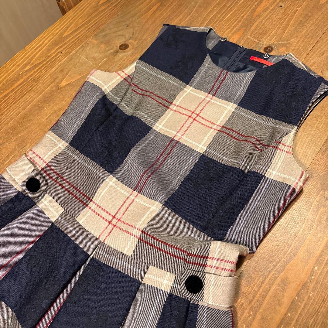 【美品 希少】Yorkland チェック ノースリーブワンピース