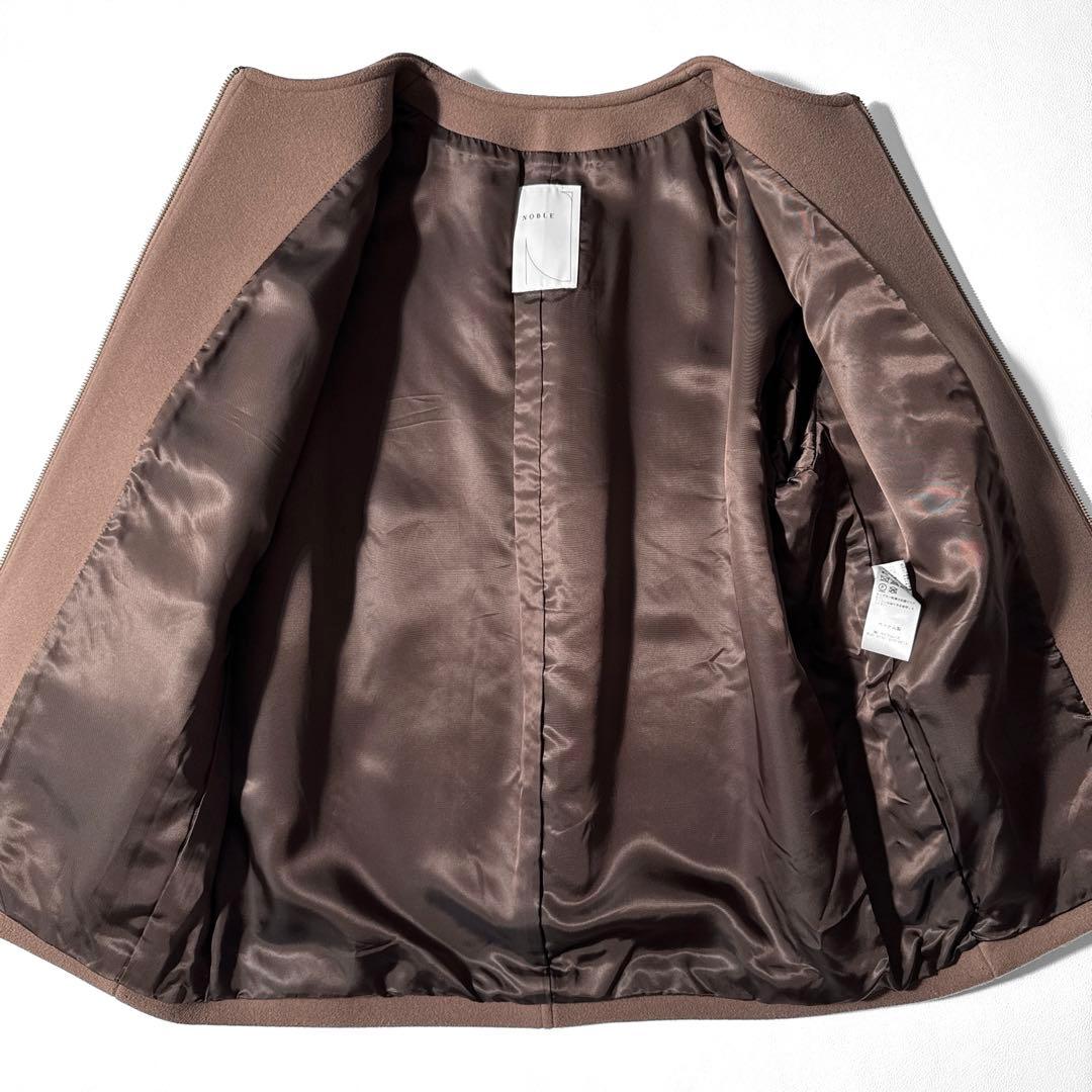 ノーブル 定番 MTRカラーレスジップショートコート ピンクブラウン