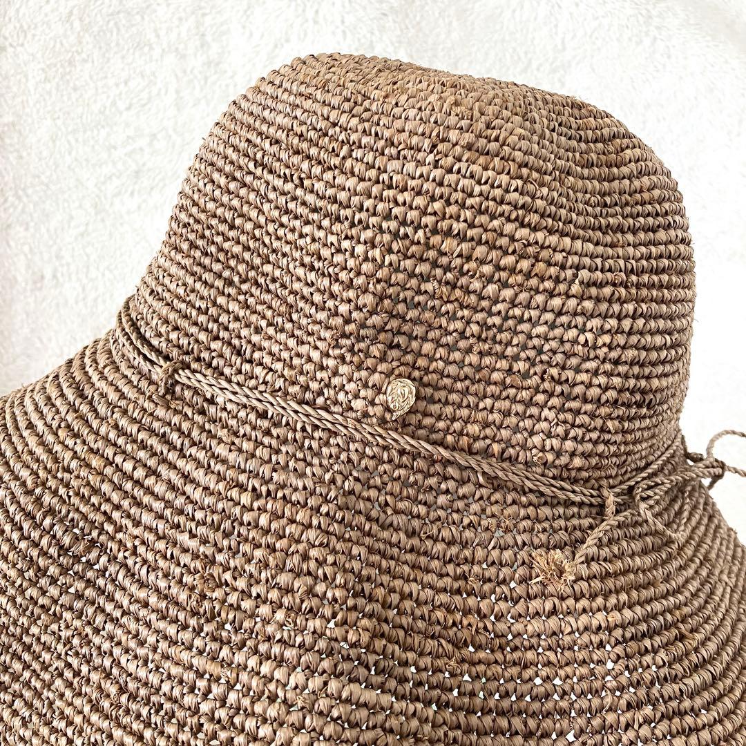 ヘレンカミンスキー ラフィア ローラブル パッカブルハット グレーブラウン