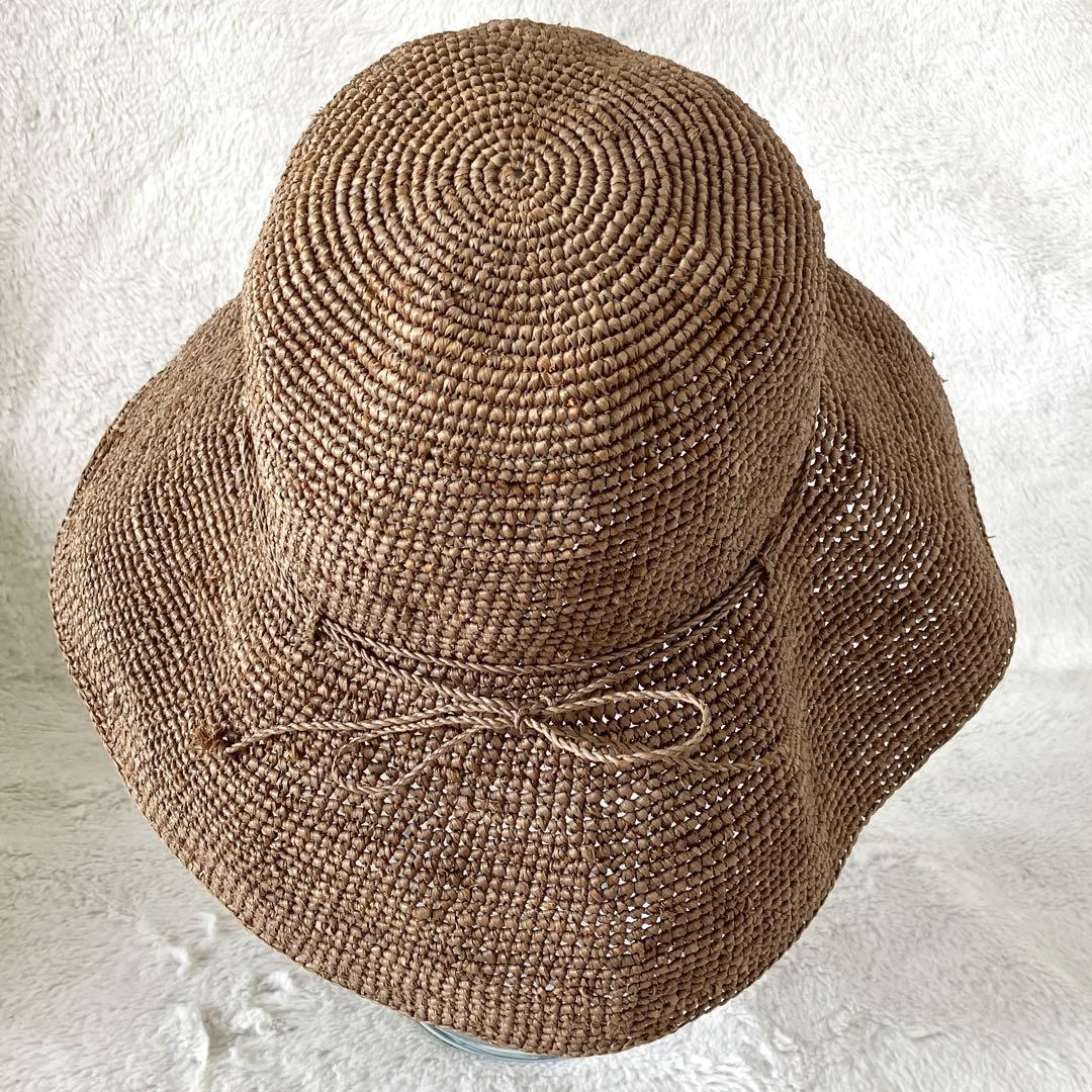 ヘレンカミンスキー ラフィア ローラブル パッカブルハット グレーブラウン