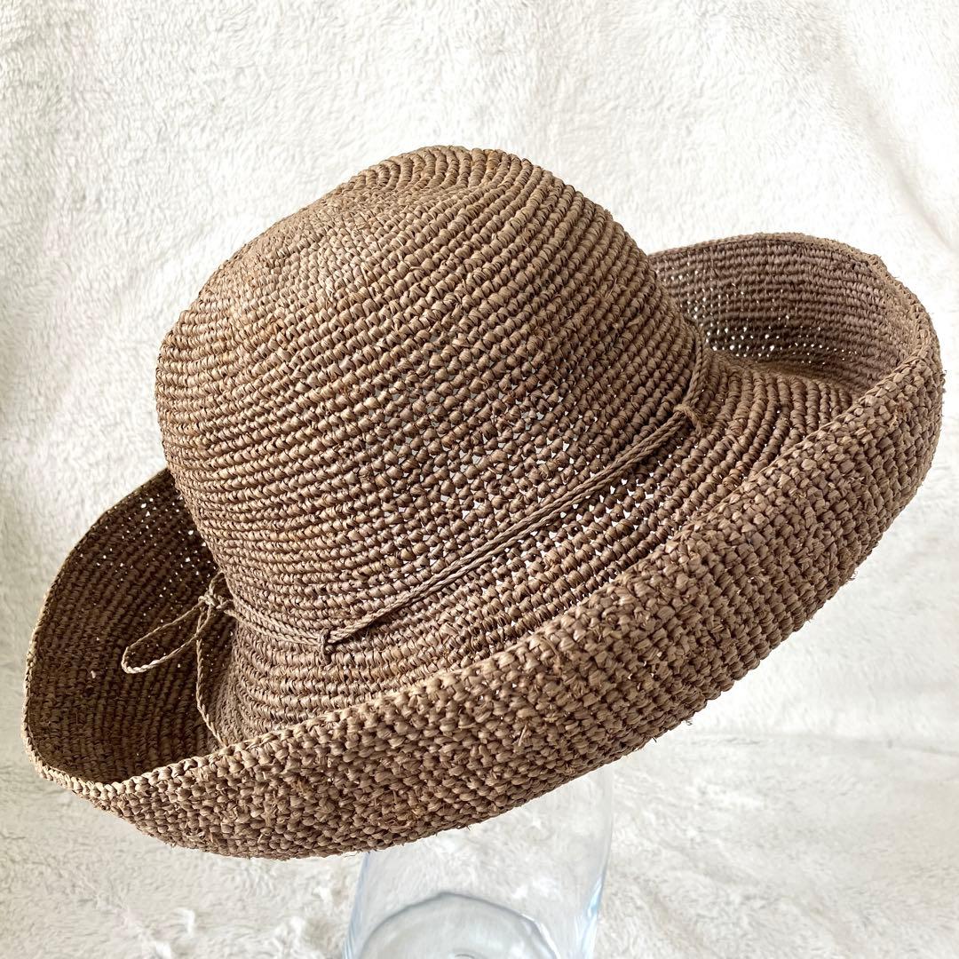 ヘレンカミンスキー ラフィア ローラブル パッカブルハット グレーブラウン