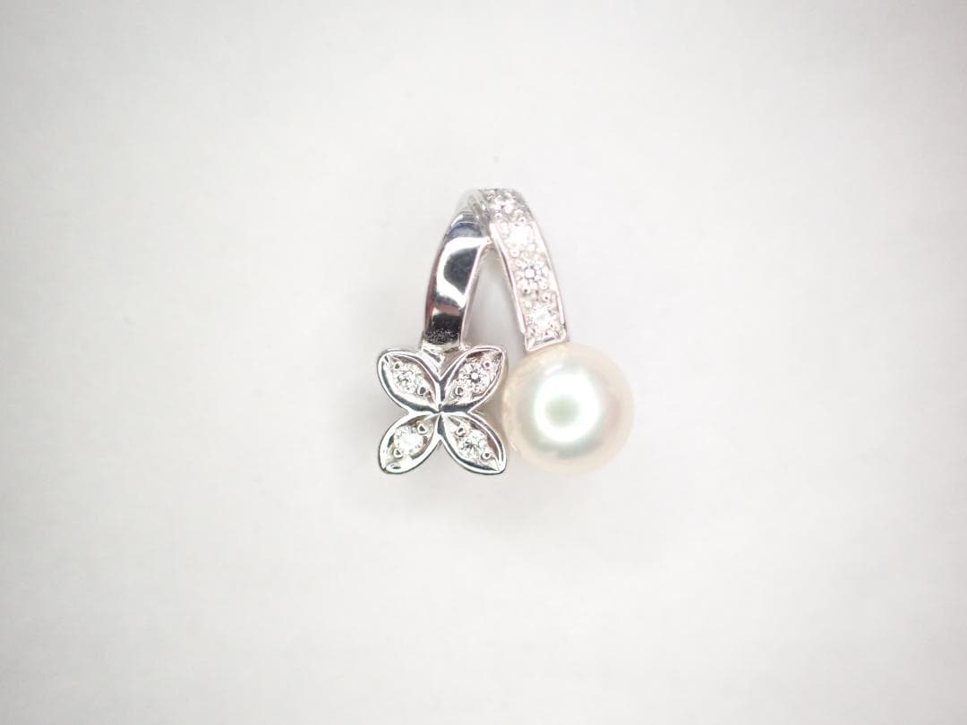 6/美品 ミキモト K18(WG) 真珠 パール約5.5㎜珠 ペンダントトップ②