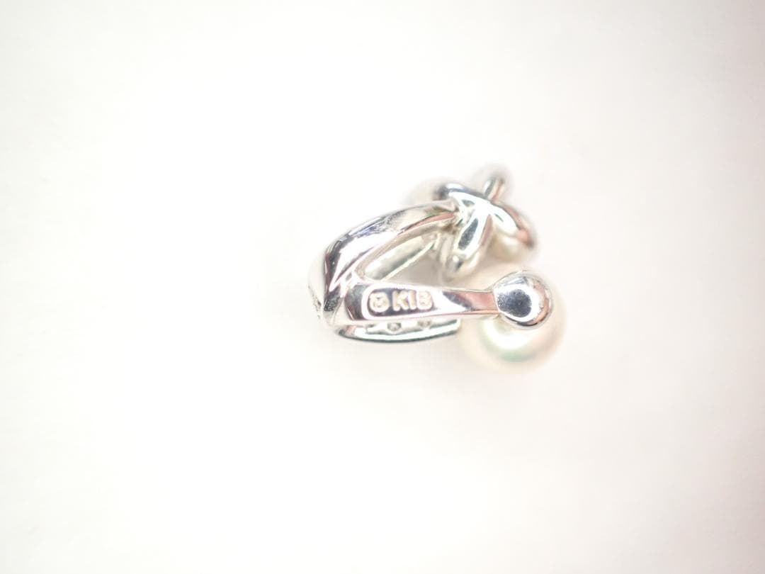 6/美品 ミキモト K18(WG) 真珠 パール約5.5㎜珠 ペンダントトップ②