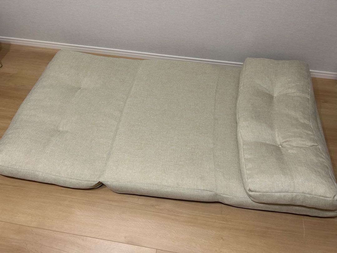 モダンデザイン 2人掛けローソファ ベージュ