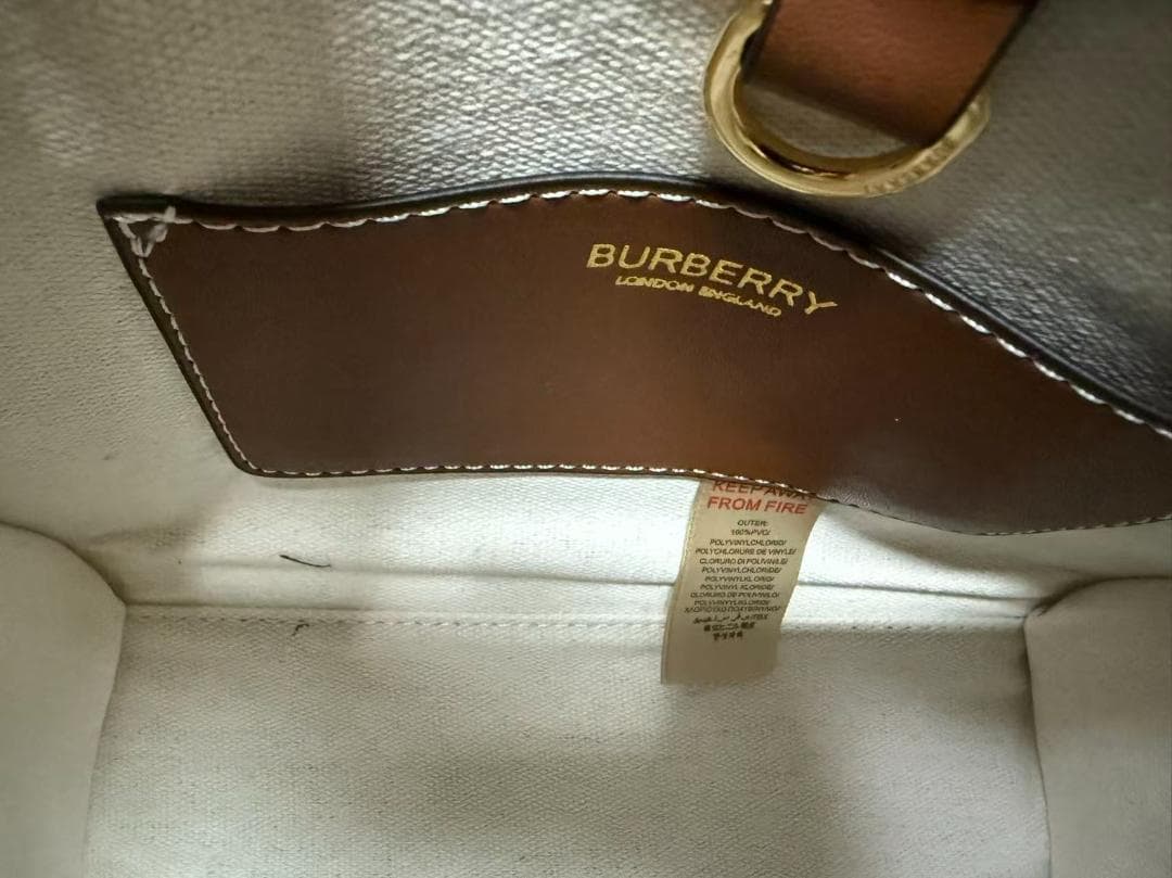 BURBERRY アイボリー ブラウン ハンドバッグ