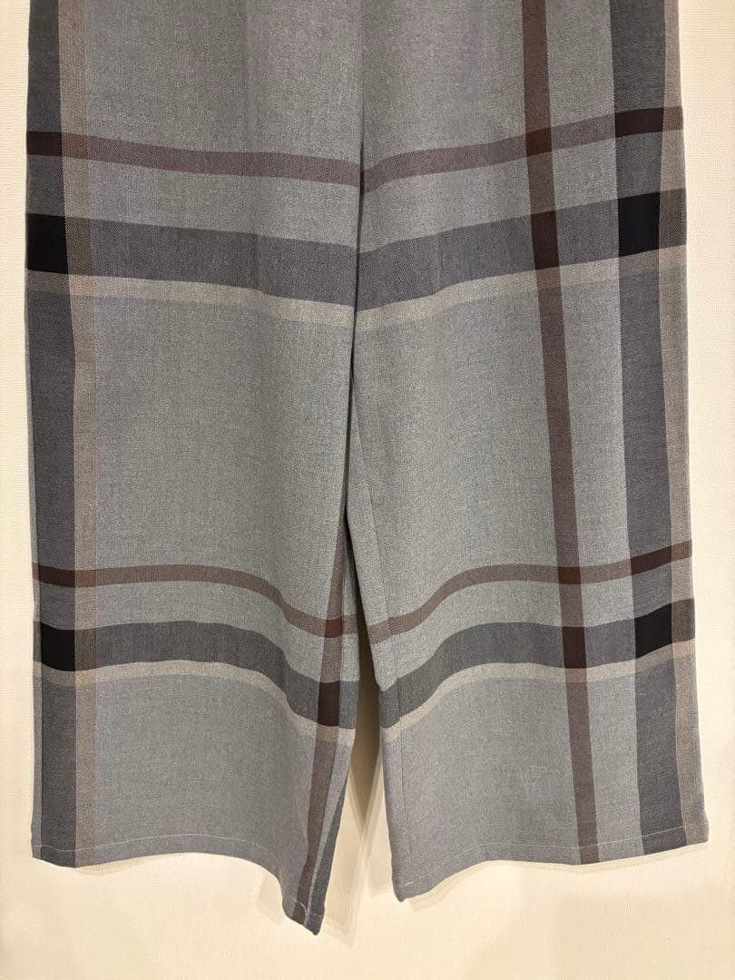 ビアズリー チェックウエストリブパンツ　グレー　2