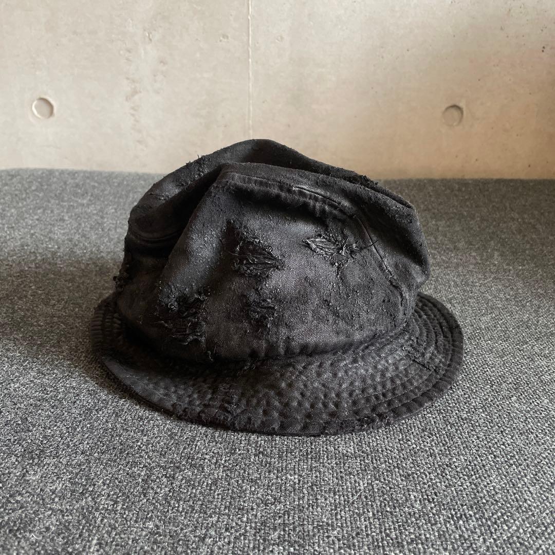 JULIUS ダメージ加工 ハット（ブラック）