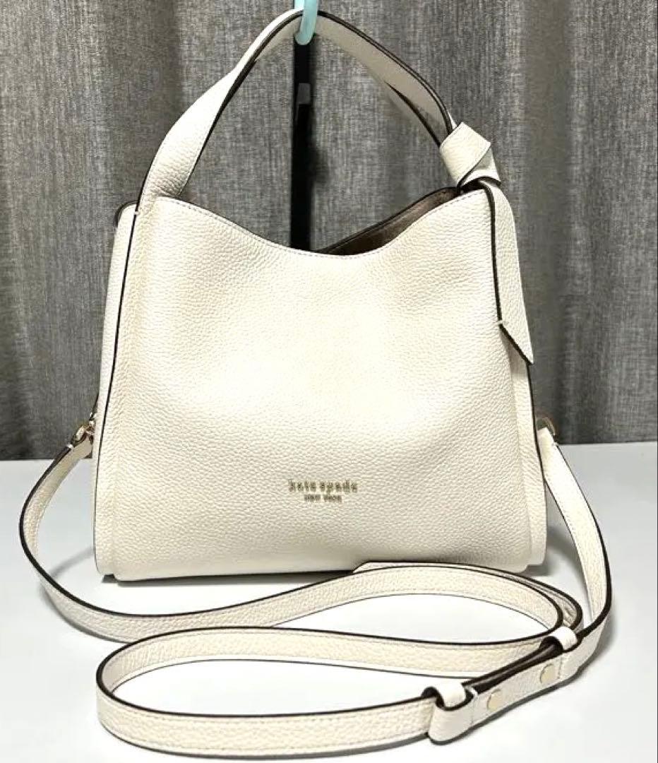 kate spade ホワイトレザー ショルダー ハンドバッグ ノットミディアム