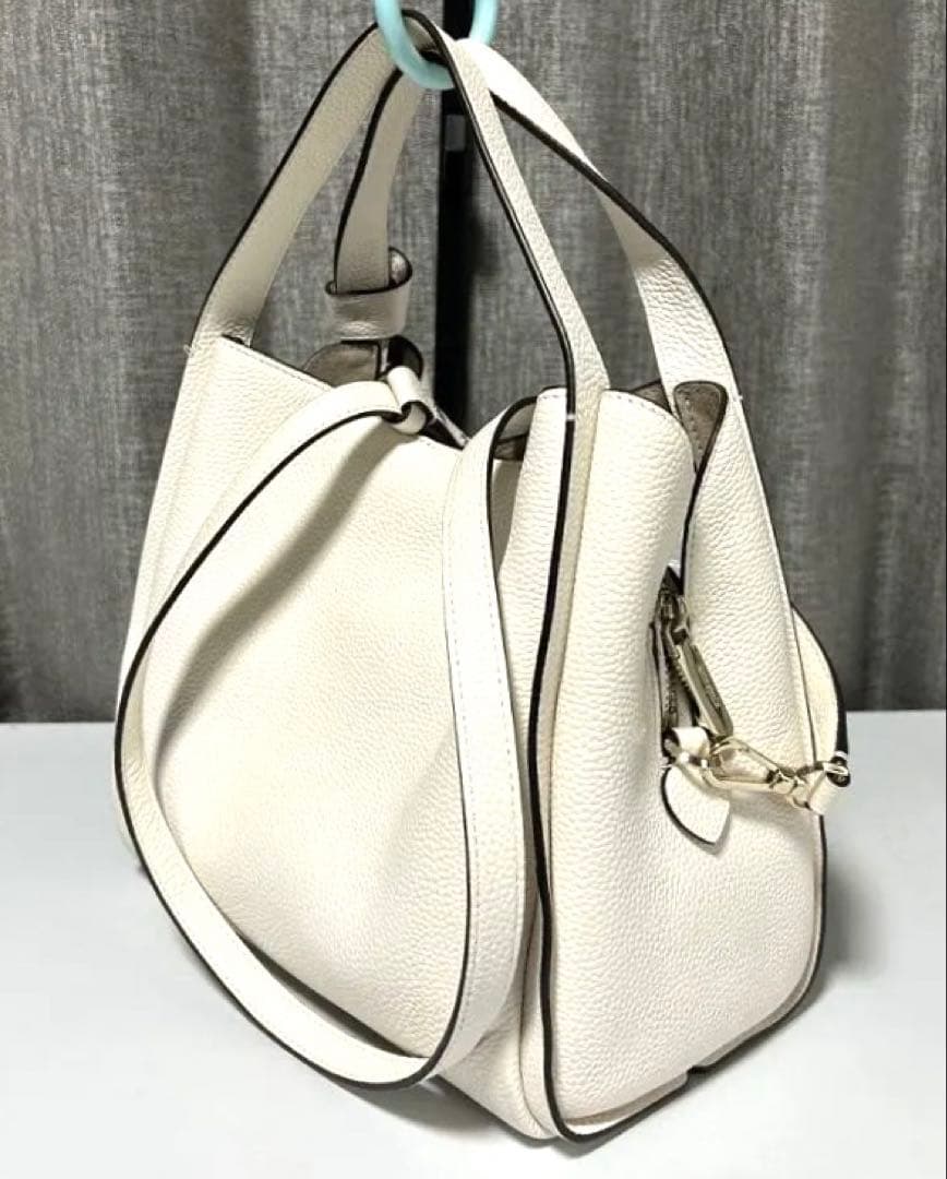 kate spade ホワイトレザー ショルダー ハンドバッグ ノットミディアム