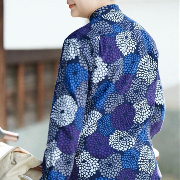 sou・sou 高島縮スタンドカラーシャツ・菊づくし夜来（よごろ） net限定品