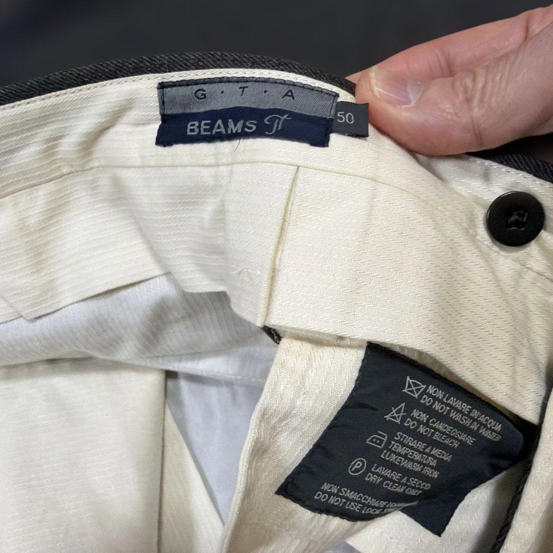 OTARO未使用イタリ製GTA×ビームスダークカーキ最高級毛スラックス50