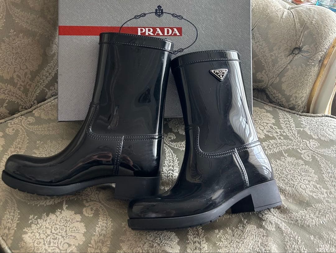 PRADA プラダ　レインシューズ　36 黒　 22.5 23