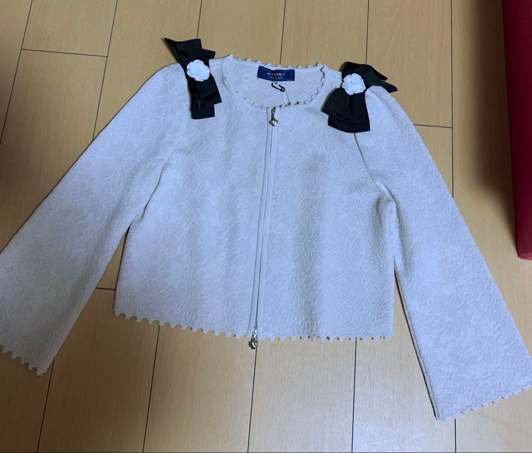 エムズグレイシー カーディガン　薄グレー　40 2025春コレクション