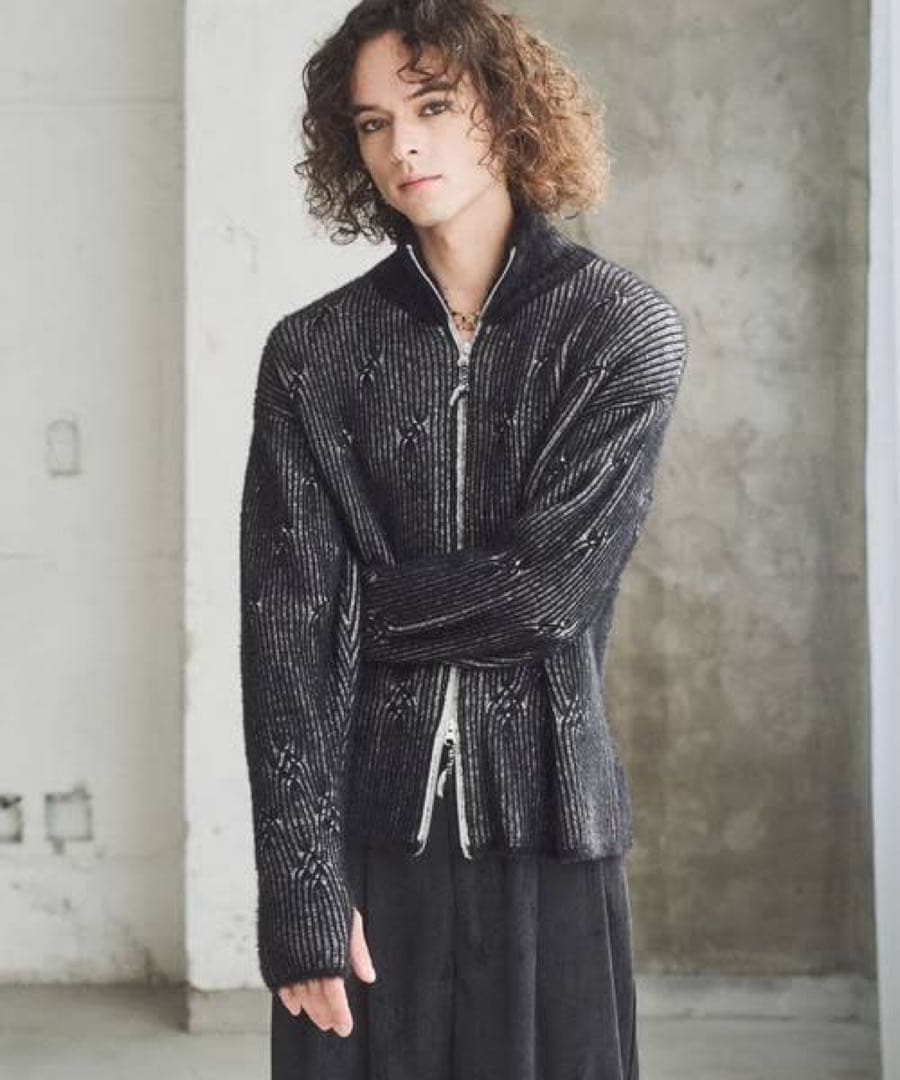 三*守様 casper john フェザードライバーズニット ブラック　S