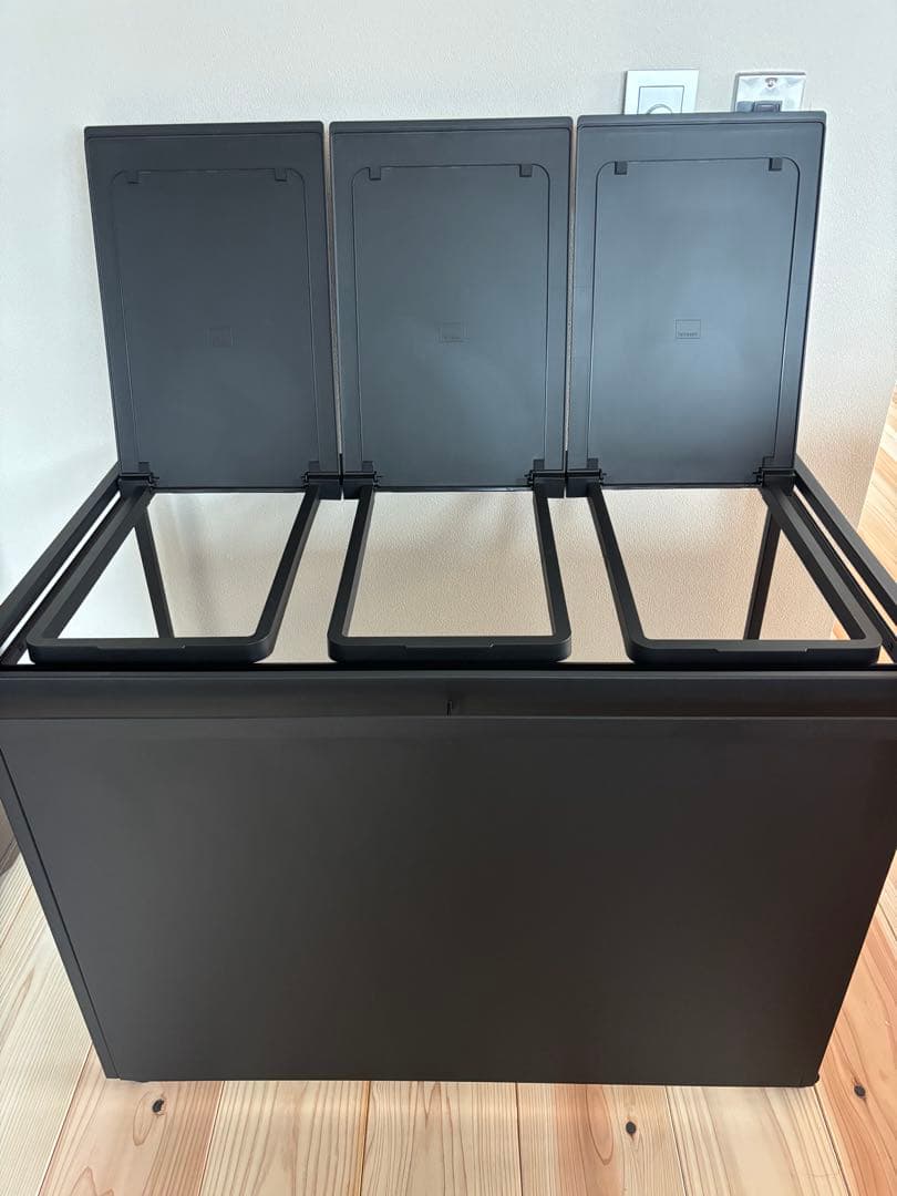 【美品】tower 山崎実業 蓋付き ダストワゴン 45L 3分別 ブラック