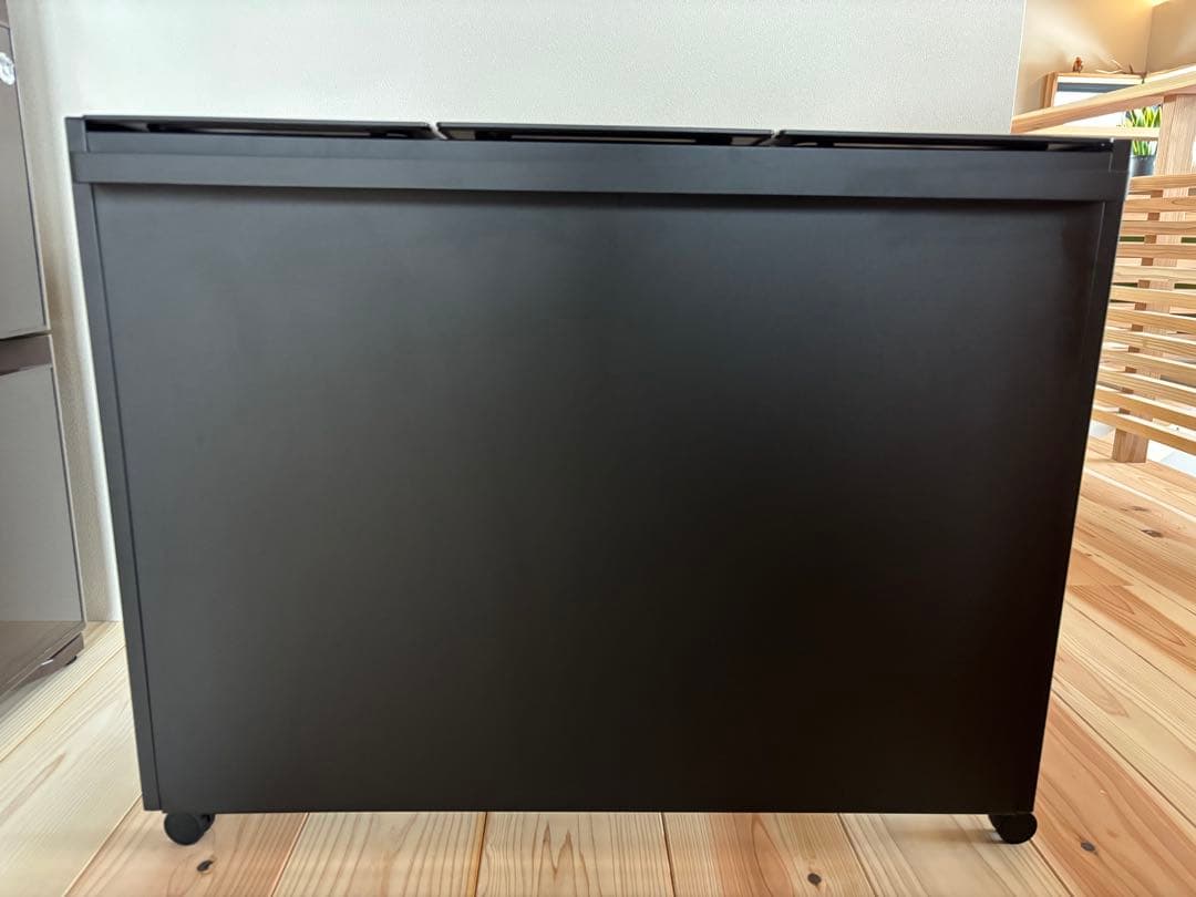 【美品】tower 山崎実業 蓋付き ダストワゴン 45L 3分別 ブラック