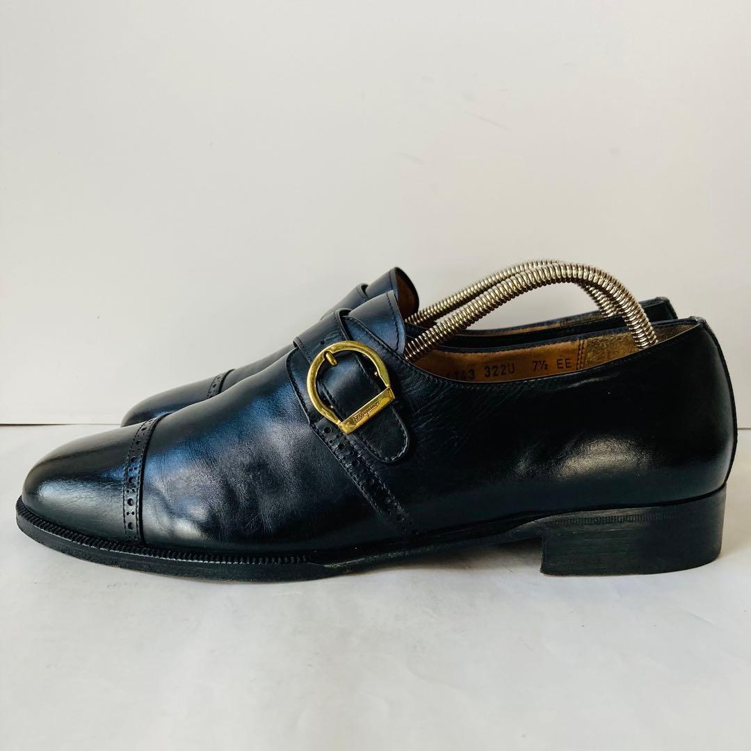 サルバトーレ フェラガモ 黒 モンクストラップ 25cm 除菌・消臭済み