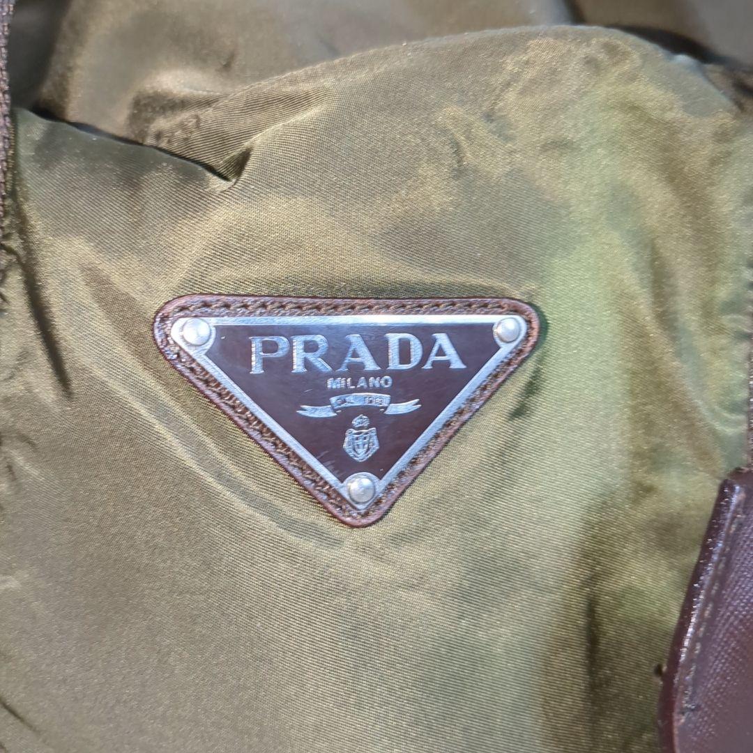 PRADA ボストンバッグ 三角ロゴ テスートナイロン カーキ 希少色 鍵付き