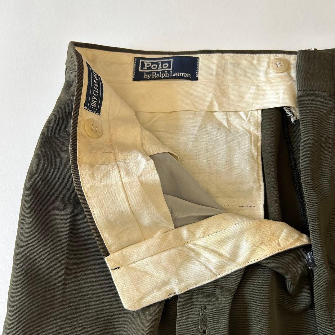 90s Ralph Lauren USA製 ウールギャバジン2タック スラックス