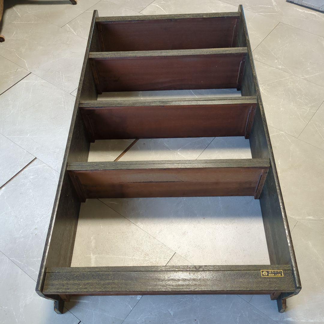 アンティークダークグリーン木製5段本棚　オープンラック