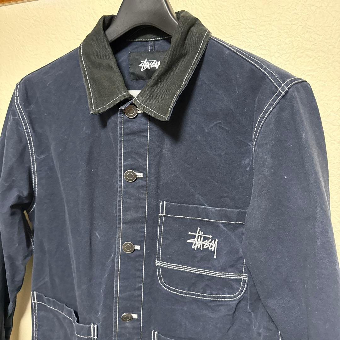ステューシー 刺繍ロゴ ブラッシュド モールスキンチョアジャケット　カバーオール