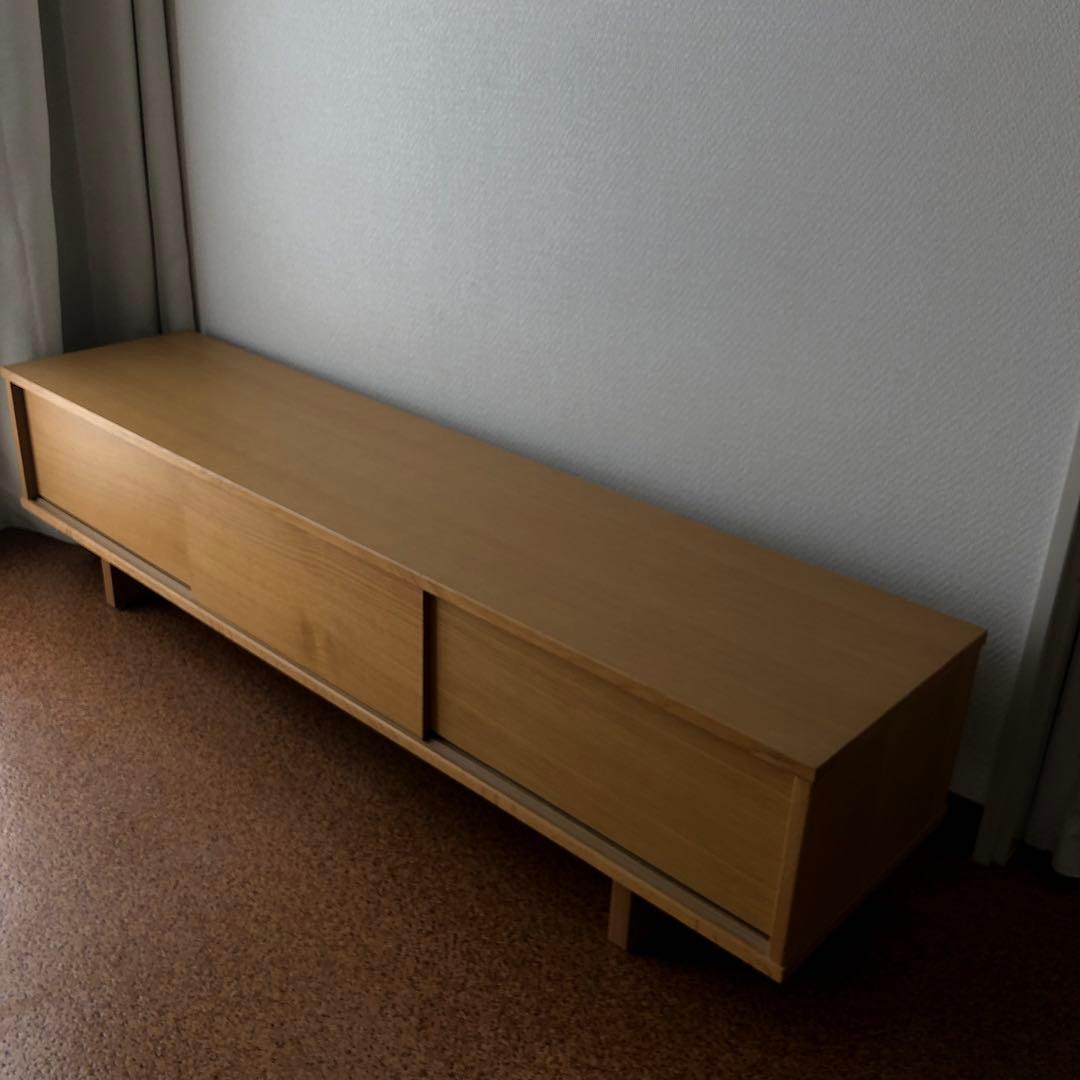 無印良品 オーク材 ＡＶラック 薄型 （引戸）150cm【廃盤品】