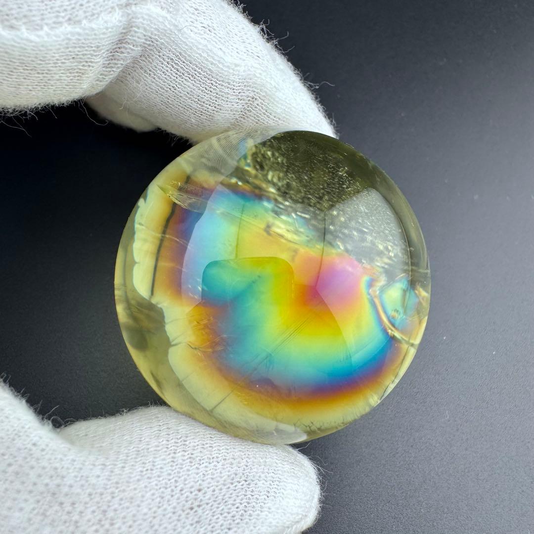 M-10虹入り透明シトリン丸玉　リピートありがとうございます