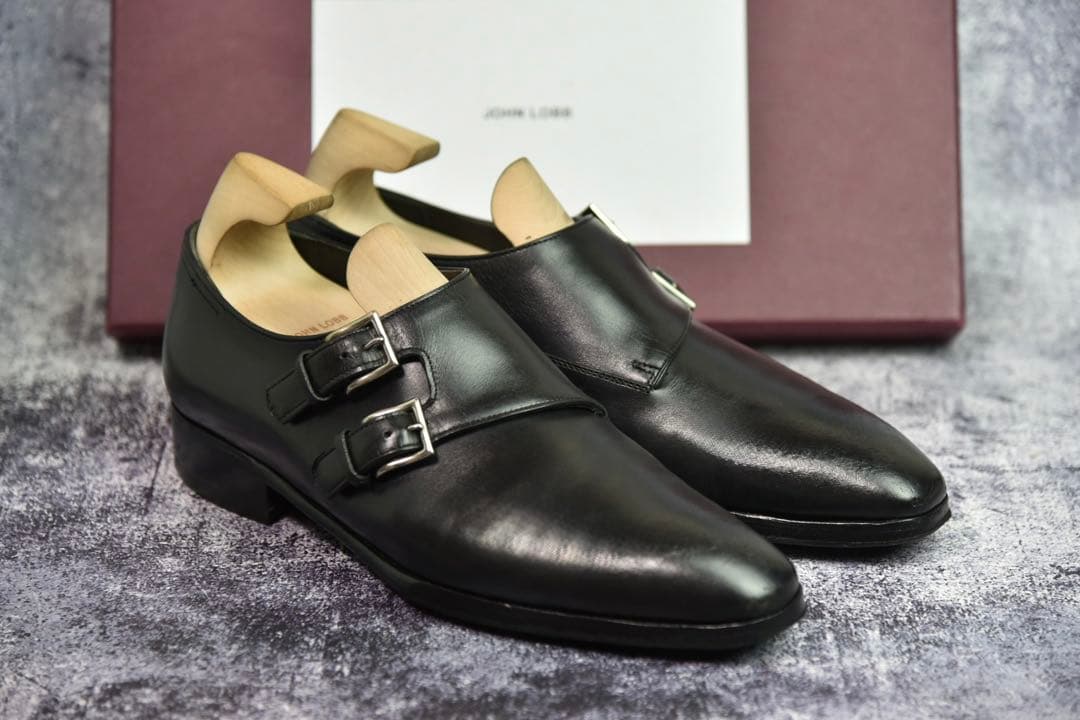 純正ツリー付　ジョンロブ　チャペル　7E　ブラック　8000ラスト　ダブルモンク