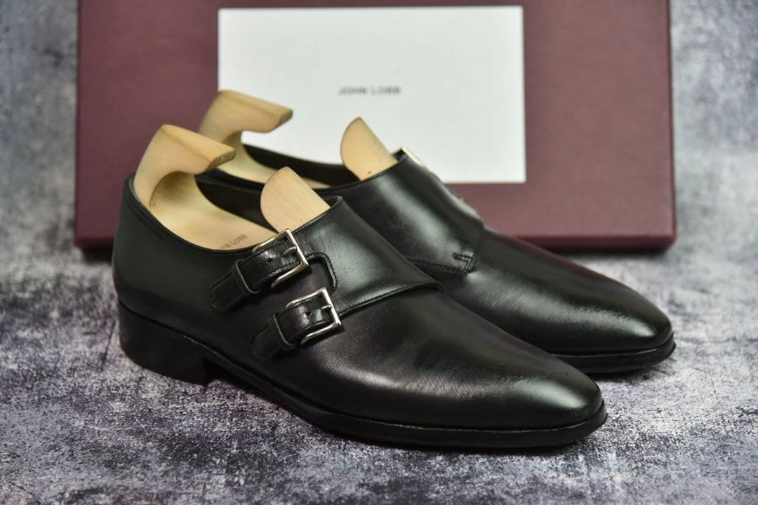 純正ツリー付　ジョンロブ　チャペル　7E　ブラック　8000ラスト　ダブルモンク