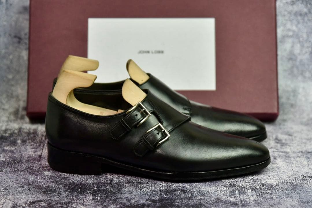 純正ツリー付　ジョンロブ　チャペル　7E　ブラック　8000ラスト　ダブルモンク