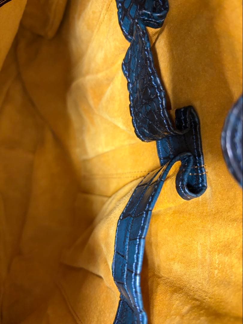 S*中様 Pear クロコダイル風バッグ 青