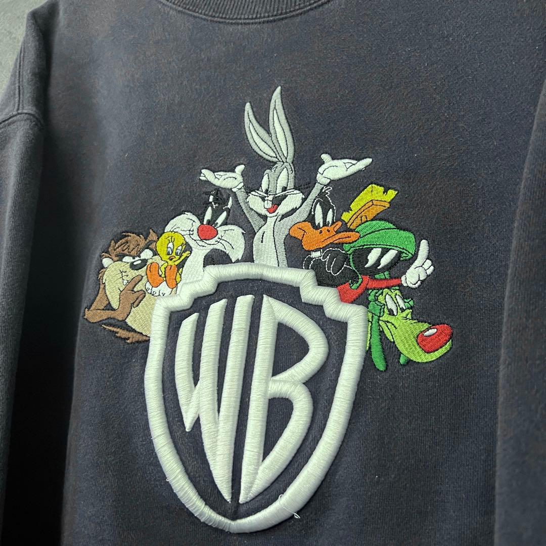 US古着【ルーニー タズマニアンデビル ジップスウェットトレーナー】ネイビー L