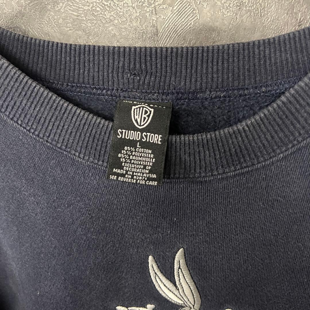 US古着【ルーニー タズマニアンデビル ジップスウェットトレーナー】ネイビー L