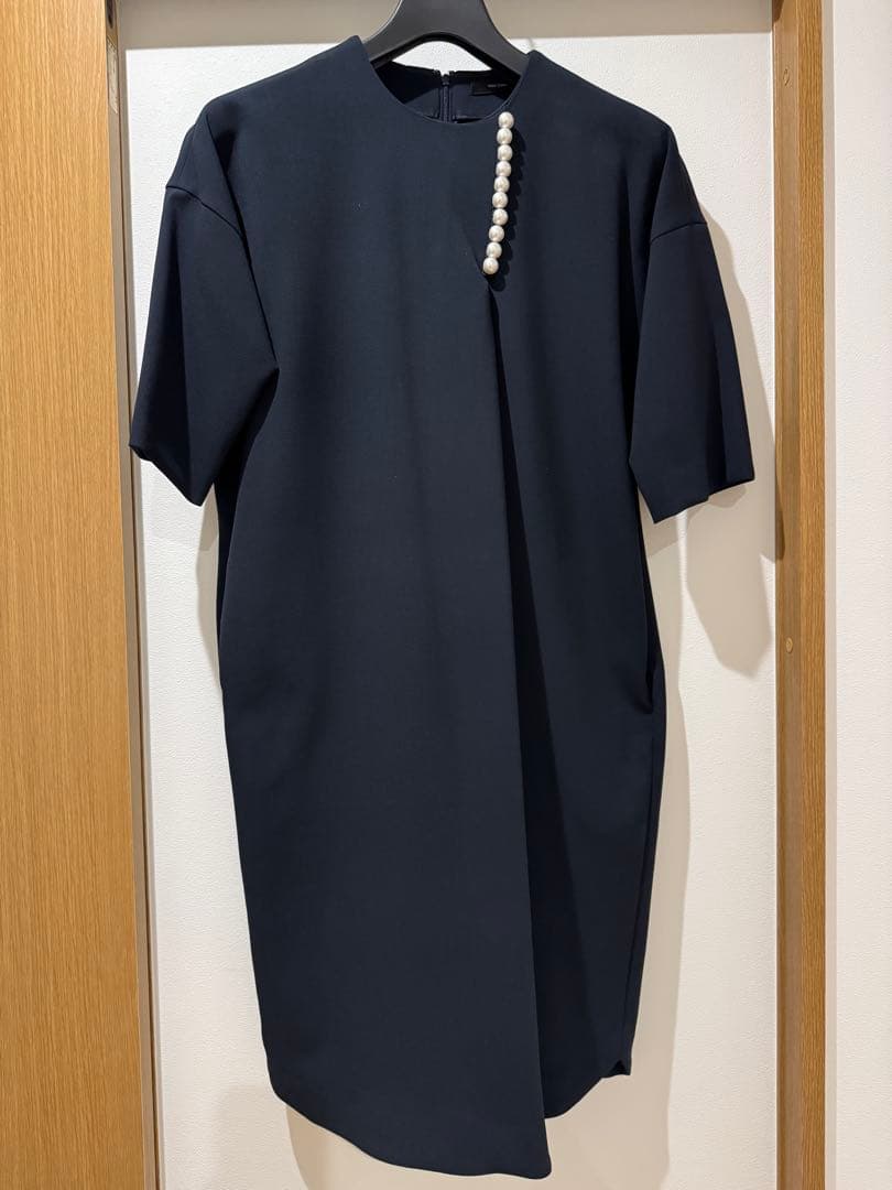 YOKO CHANネイビー パールワンピース 40 パール倒れないタイプ