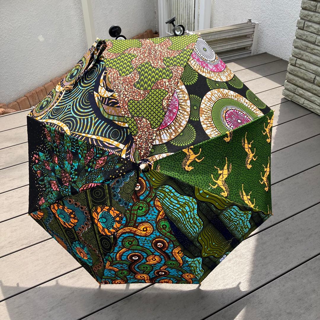 ハンドメイド　パッチワークアフリカ生地　パッチワーク　日傘(大)