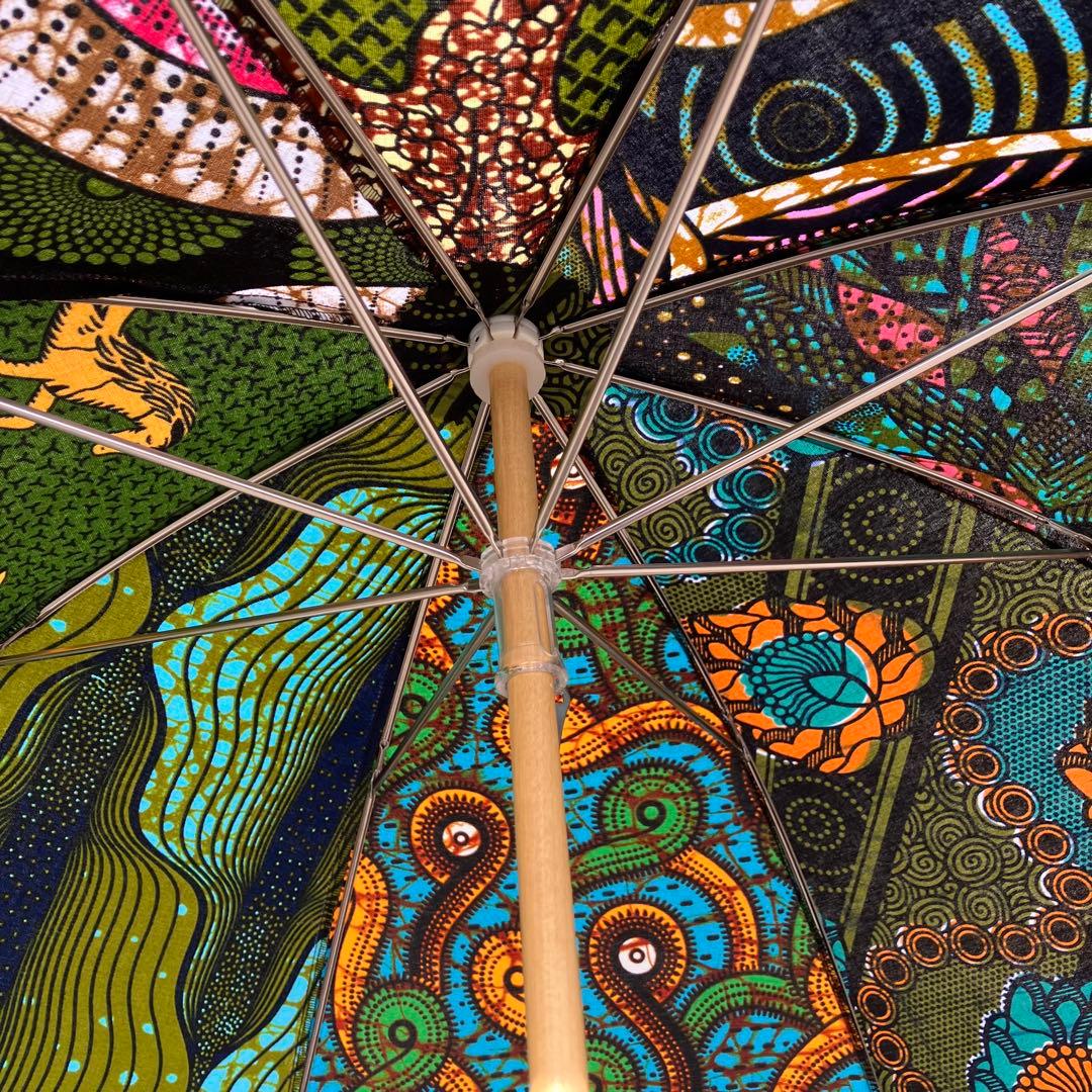 ハンドメイド　パッチワークアフリカ生地　パッチワーク　日傘(大)