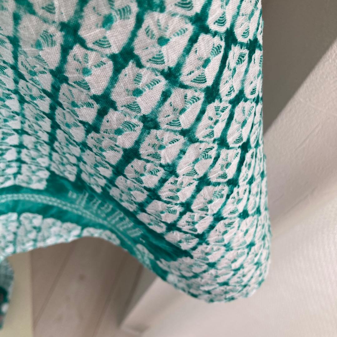 専用なまやつはし様　有松絞り浴衣　蜘蛛絞り　グリーン　花繋ぎ　手縫No.7-12