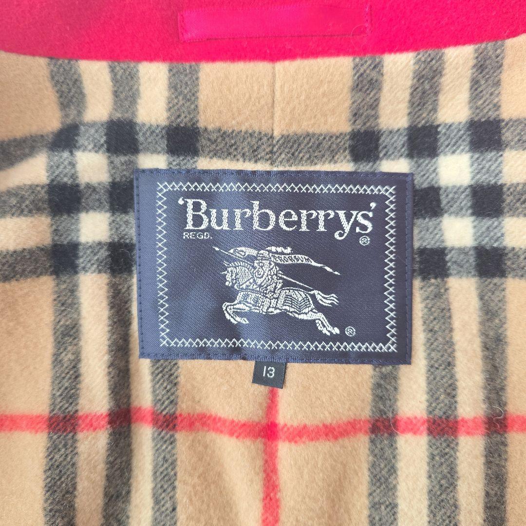 バーバリー カシミヤ混 コート ノバチェック 大きいサイズ 13 レッド