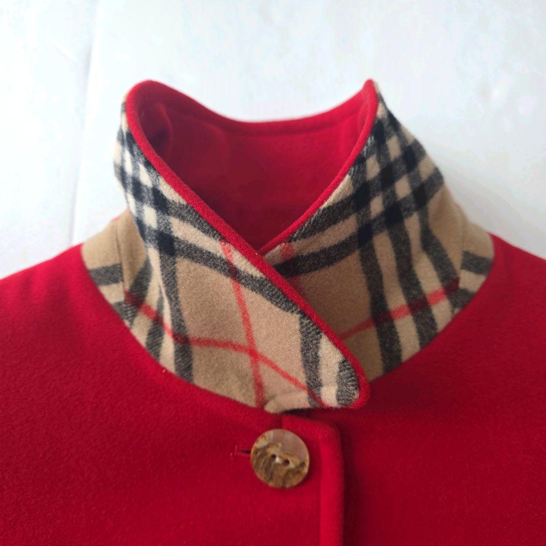 バーバリー カシミヤ混 コート ノバチェック 大きいサイズ 13 レッド