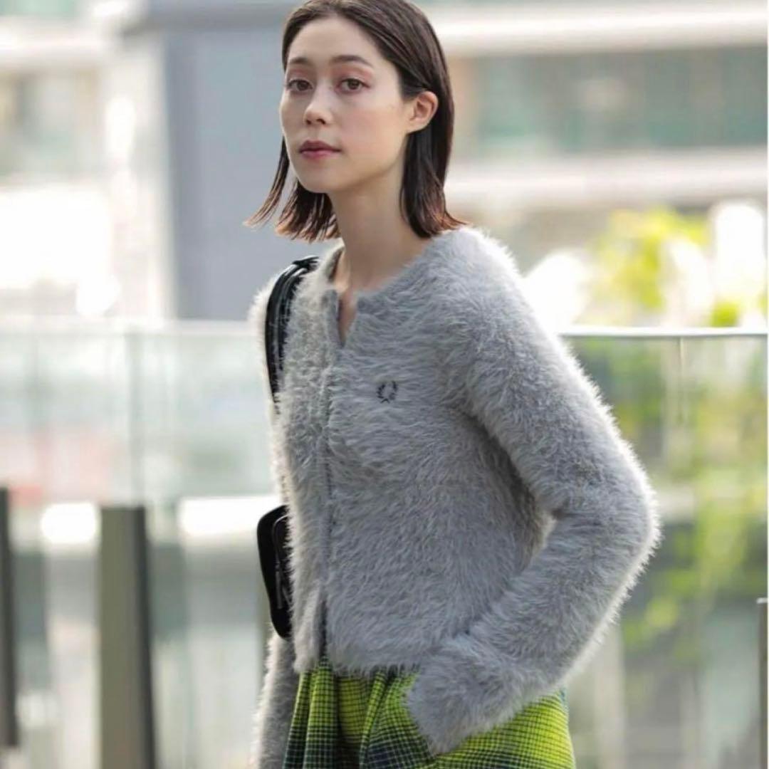 FRED PERRY グレー カーディガン シャギー　モヘア　beams