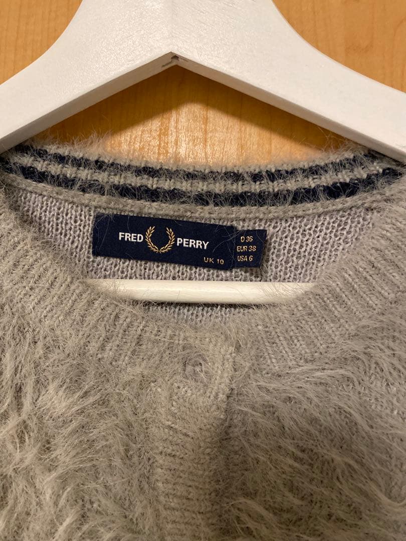 FRED PERRY グレー カーディガン シャギー　モヘア　beams