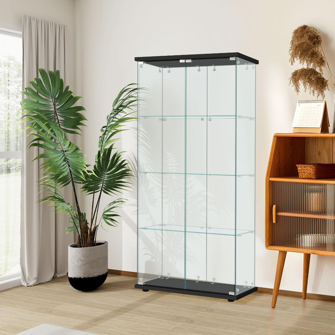 【ブラック】コレクションケース 両扉タイプ 大型 幅80×奥行37×高164cm