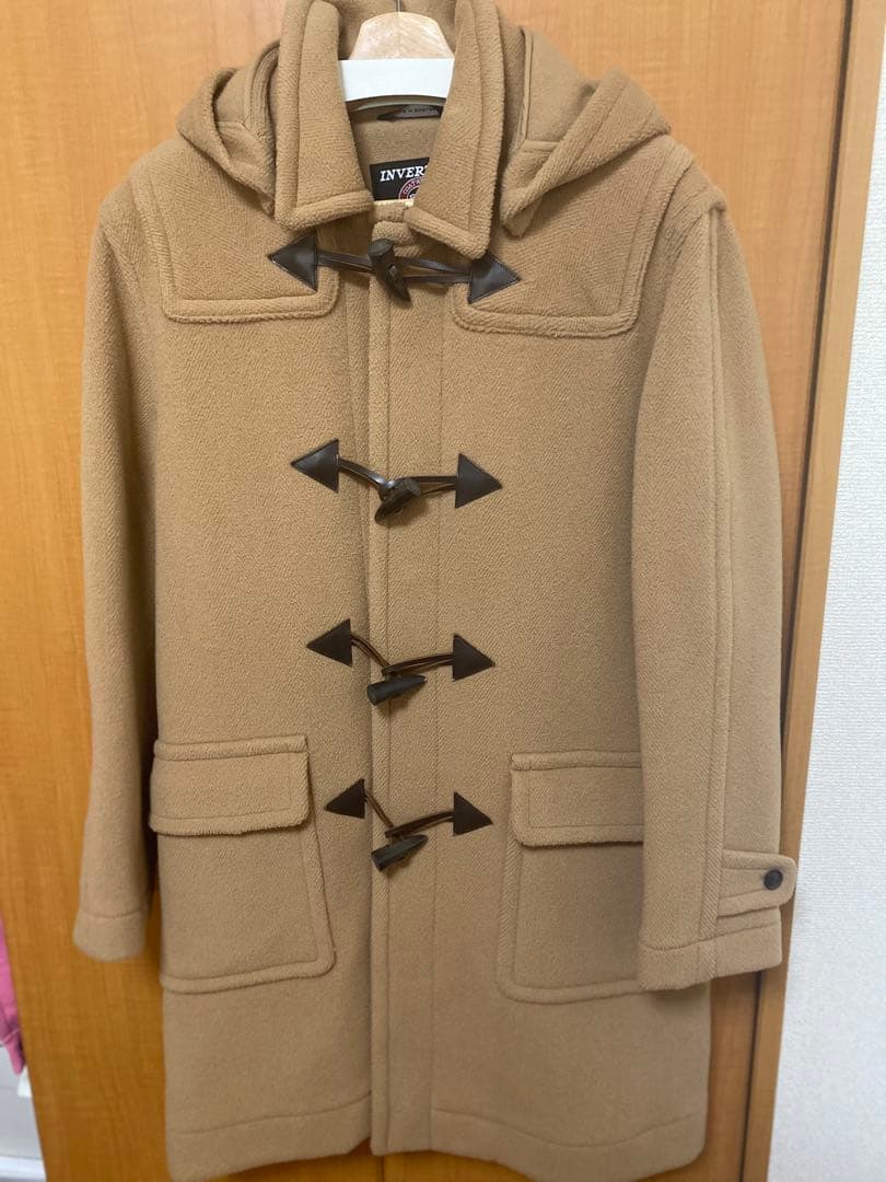 INVERTRE ベージュ ダッフルコート フード付き　38 英国製