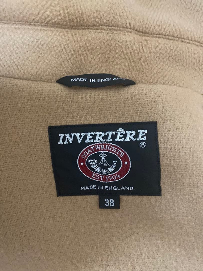 INVERTRE ベージュ ダッフルコート フード付き　38 英国製