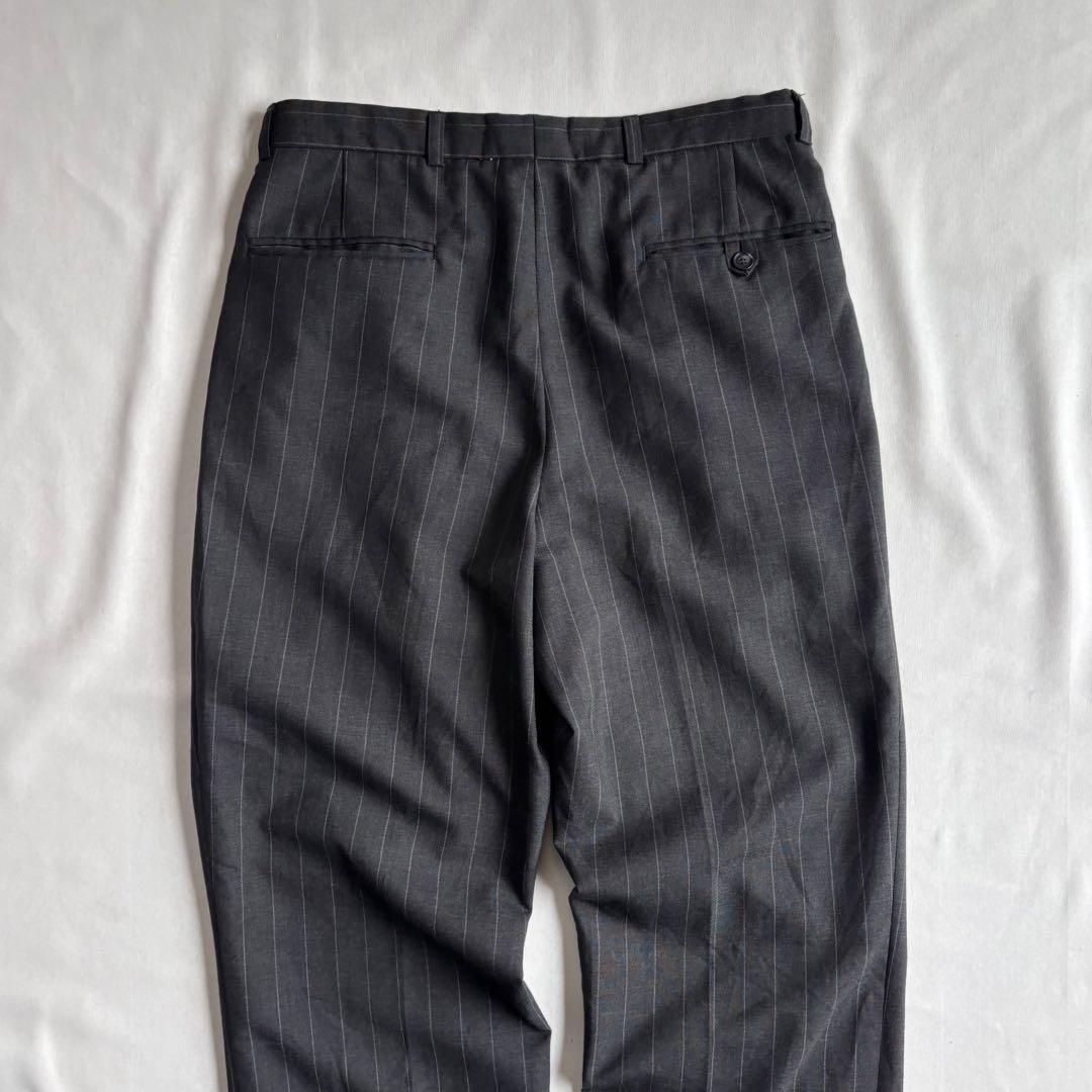 パンツ 90s EURO label 2-tuck stripe wool slacks