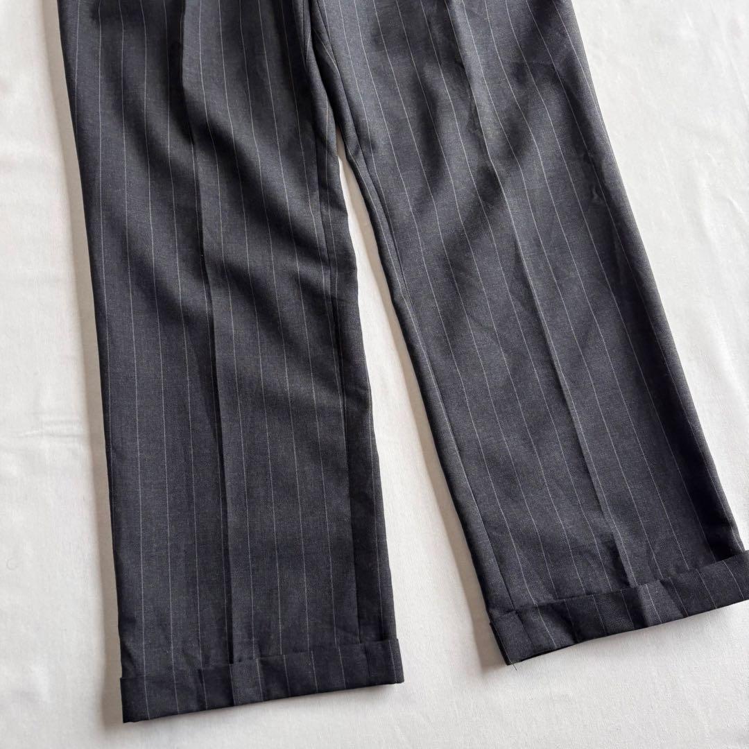 パンツ 90s EURO label 2-tuck stripe wool slacks