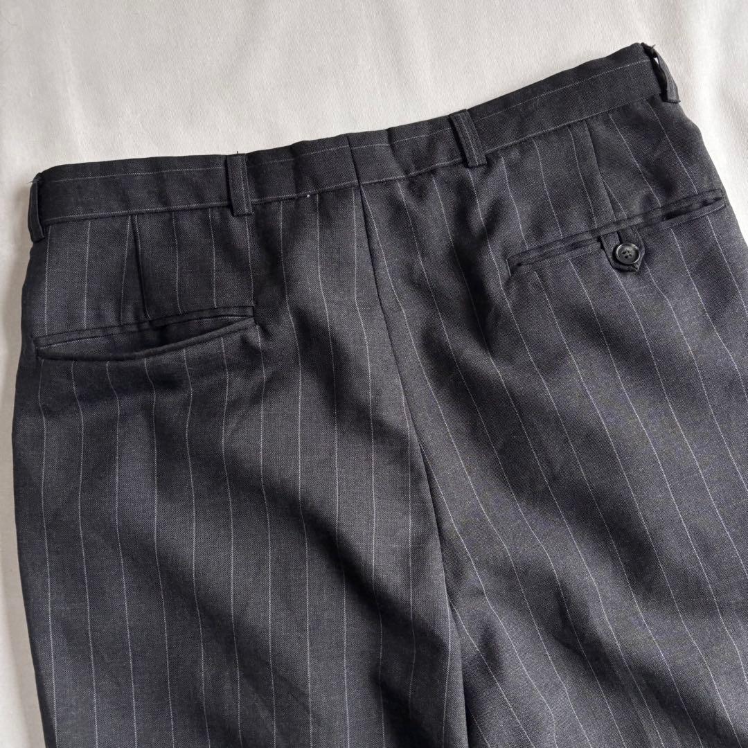 パンツ 90s EURO label 2-tuck stripe wool slacks