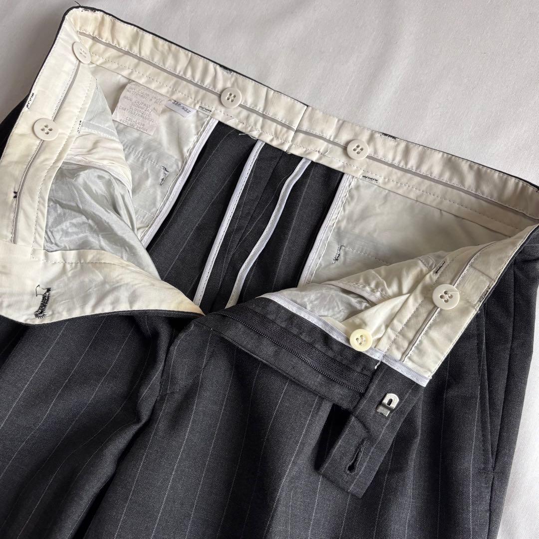 パンツ 90s EURO label 2-tuck stripe wool slacks