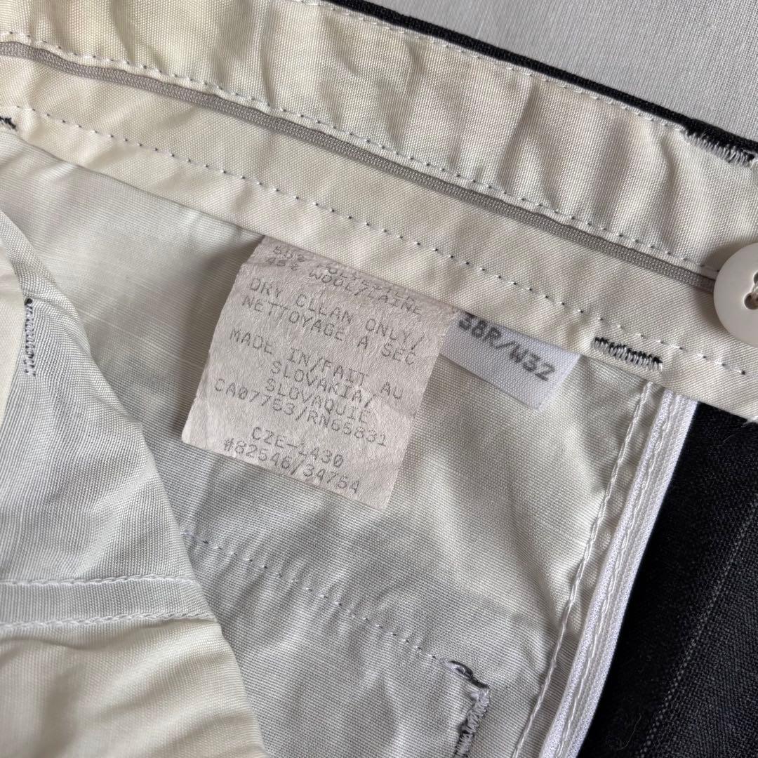 パンツ 90s EURO label 2-tuck stripe wool slacks