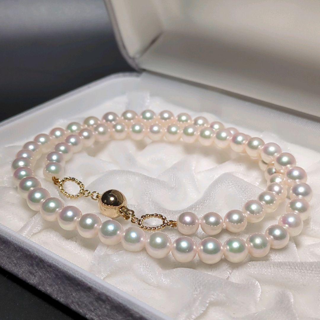 【MIKIMOTO K18】あこや真珠 ネックレス 約6.5-7.0mm 433